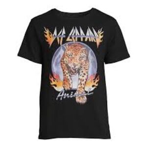 Urban Outfitters Black Graphic Tee with Leopard Design